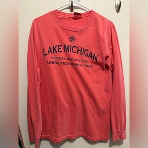 Lake Michigan Coral Red Long Sleeve Shirt